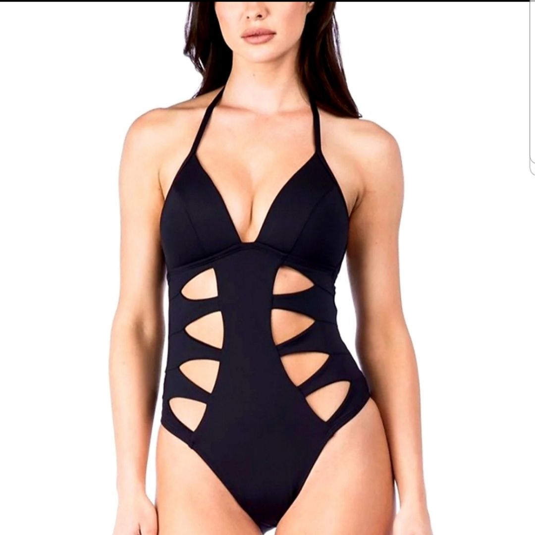 New Kenneth Cole NY Swimsuit Bikini 1 one piece Size M FLM Shoulders New Kenneth Cole NY Swimsuit Bikini 1 one piece Size M FLM Shoulders